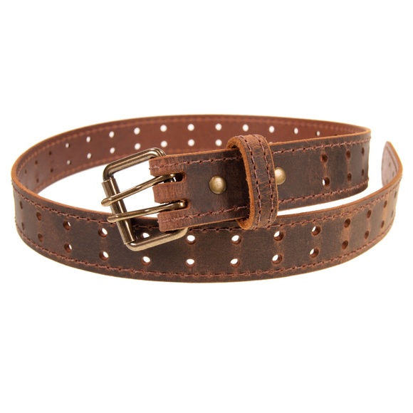 Men's Leather Belt, Vintage Style, Amish Handmade - Picture 2 of 3